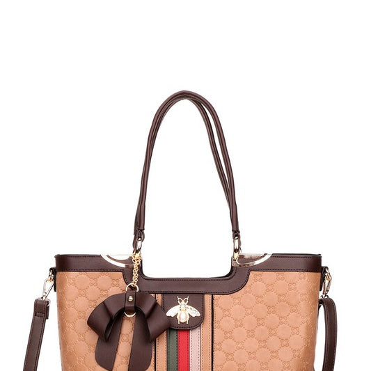 Faux-leather Rhinestone Handbag W/ Wallet Set