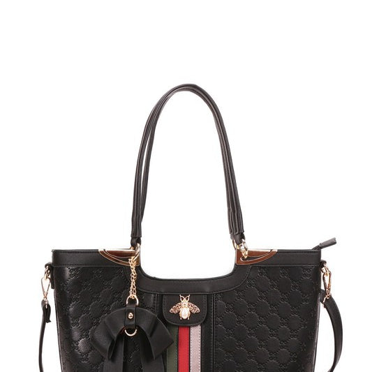 Faux-leather Rhinestone Handbag W/ Wallet Set