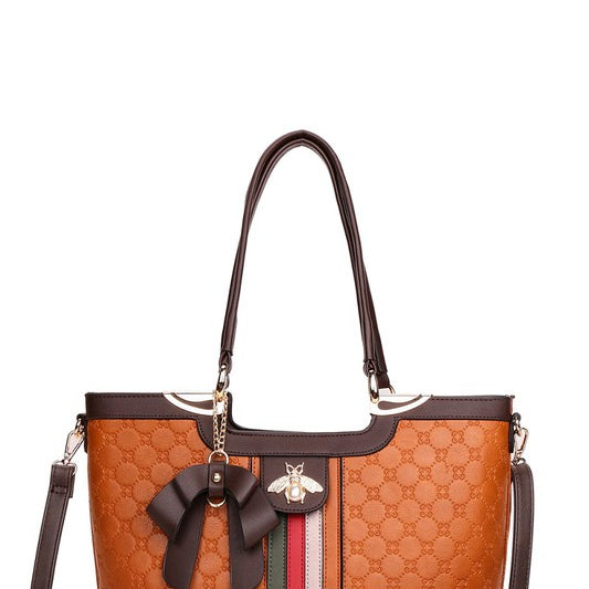 Faux-leather Rhinestone Handbag W/ Wallet Set