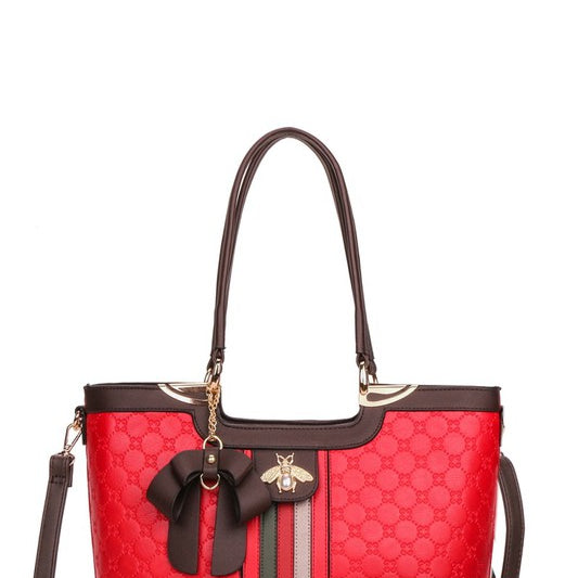 Faux-leather Rhinestone Handbag W/ Wallet Set