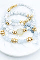 3 STRAND SEMI PRECIOUS STONE  BRACELET SET