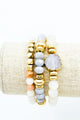 3 STRAND SEMI PRECIOUS STONE  BRACELET SET