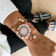 Rose Gold Stainless Steel Mesh Flower Pattern Watch